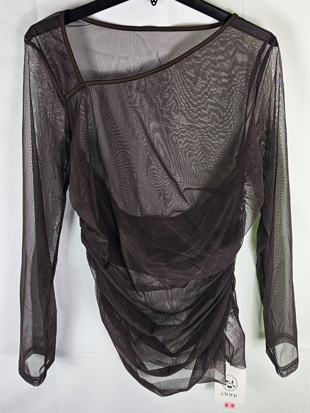 NWT Cider Ruched Mesh Blouse Top Womens XL Coquette Club Party Whimsigoth